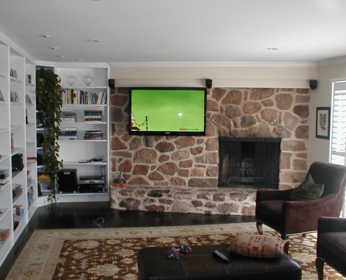 Wall TV Installation and Audio by Brick Fireplace